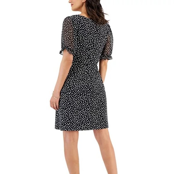 Connected Women's Puff-Sheer-Sleeve Sheath Dress Black - Picture 2 of 5